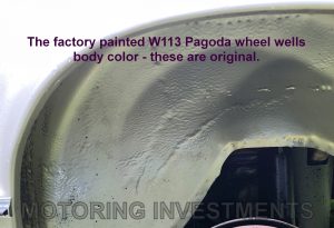 W113 280SL original paint in fender well